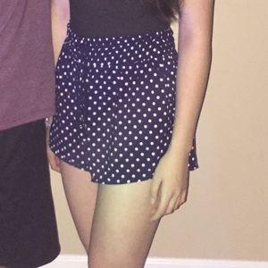 Navy blue pokadot flowy shorts